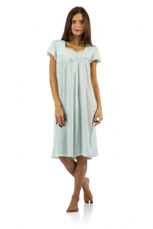 Casual Nights Women's Polka Dot Lace Short Sleeve Nightgown - Green - Size recommendation: Size Medium (2-4) Large (6-8) X-Large (10-12) XX-Large (14-16), Order one size up For a more Relaxed FitHit the sack in total comfort with this Soft and lightweight KnitNightgownin a fundot pattern, Features4 Button closure, square neck,Approximately 39" from shoulder to hem, cap sleeves,detailed with lace and ribbon for an extra feminine touch. A comfortable fit perfect for sleeping or lounging around.