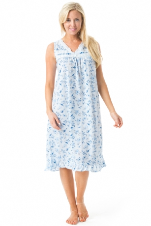 Casual Nights Women's Sleeveless Floral Embroidered Night Gown- Blue - Hit the sack in total comfort with this Soft and lightweight KnitNight Gownin a funfloralpattern, FeaturesV-Neck,detailed with lace and Embroidery for an extra feminine touch. A comfortable fit perfect for sleeping or lounging around.