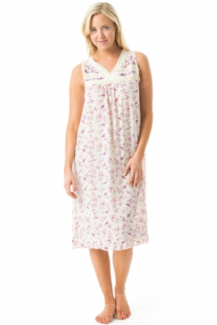 Casual Nights Women's Sleeveless Floral Embroidered Night Gown- White - Hit the sack in total comfort with this Soft and lightweight KnitNight Gownin a funfloralpattern, FeaturesV-Neck,detailed with lace and Embroidery for an extra feminine touch. A comfortable fit perfect for sleeping or lounging around.