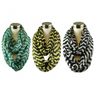 Chevron Infinity Loop Scarf - The Chevron Infinity Loop Scarf is the perfect addition to your next outfit. Striped design with a hint of stretch, The easy loop design is a cinch to style and turn your outfit from sub-par to wowza!