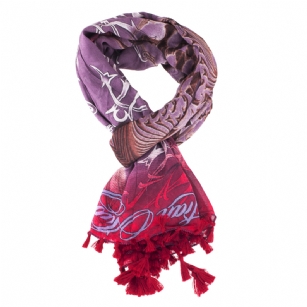 Christian Audigier 60x40 Bird Fringe Scarf - Pink - The Christian Audigier Scarf is a quality scarf from the Christian Audigier Scarves Collection. This Christian Audigier scarf is made of Viscose fabric.