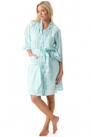 Casual Nights Women's 2 Piece Floral Robe and Gown Set - Green - Settle in for a quiet evening at home with this soft and cozy sleepwear set, in a funFloralpattern, Chemise Features4 Button Placket Closure, detailed with Lace and Embroideryfor an extra feminine touch. Coordinating Wrap Robefeatures self-Tie belt, Attached inner tie, right Side pocket, and roomy armholes. Effortless Design perfect for Lounging, Relaxing or just layering on.