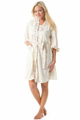 Casual Nights Women's 2 Piece Floral Robe and Gown Set - Off White - Settle in for a quiet evening at home with this soft and cozy sleepwear set, in a funFloralpattern, Chemise Features4 Button Placket Closure, detailed with Lace and Embroideryfor an extra feminine touch. Coordinating Wrap Robefeatures self-Tie belt, Attached inner tie, right Side pocket, and roomy armholes. Effortless Design perfect for Lounging, Relaxing or just layering on.