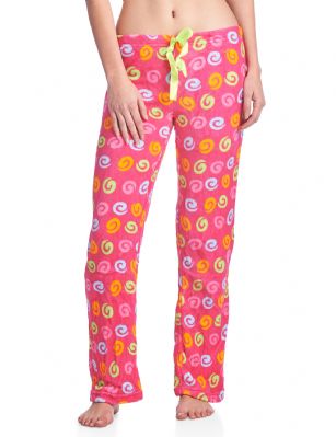 Casual Nights Women's Plush Microfleece Pajama Lounge Pants - Pink Swirl - Stay dreaming with this Casual Nights Plush Fleece Pajama Sleep Bottoms. It's made from durable ultra-soft micro-fleece fabric that will keep you cozy, warm, and comfortable during the cold winter days. These sleeping and lounging pants features: Beautiful and fun printed patterns and colors, approx. 30" Inches inseam length and 11" rise, bow accent with elastic waist for easier pull on and added comfort. Roomy relaxed fit Soft to touch feels great against skin, you will not want to get them off. Choose the one you love and mix n match it with your favorite top!