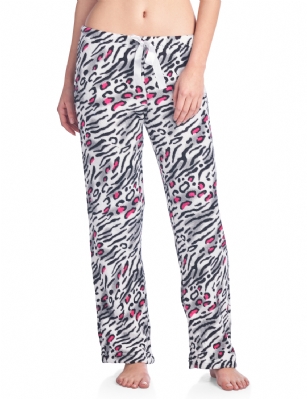 Casual Nights Women's Plush Microfleece Pajama Lounge Pants - White Animal - Stay dreaming with this Casual Nights Plush Fleece Pajama Sleep Bottoms. It's made from durable ultra-soft micro-fleece fabric that will keep you cozy, warm, and comfortable during the cold winter days. These sleeping and lounging pants features: Beautiful and fun printed patterns and colors, approx. 30" Inches inseam length and 11" rise, bow accent with elastic waist for easier pull on and added comfort. Roomy relaxed fit Soft to touch feels great against skin, you will not want to get them off. Choose the one you love and mix n match it with your favorite top!