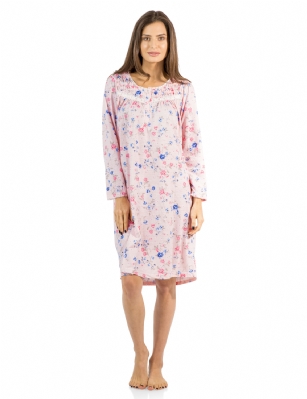 Casual Nights Women's Floral Pintucked Long Sleeve Nightgown - Pink - Size recommendation: Size Medium (4-6) Large (8-10) X-Large (12-14) XX-Large (16-18), Order one size up For a more Relaxed FitHit the sack in total comfort with this Soft and lightweight Cotton Blend Nightgown, Features round neck, Approximately 38" inches from shoulder to hem, long sleeves, 5 button closure, detailed with lace, satin ribbon, pin-tucked detail for an extra feminine touch. A comfortable fit perfect for sleeping or lounging around.