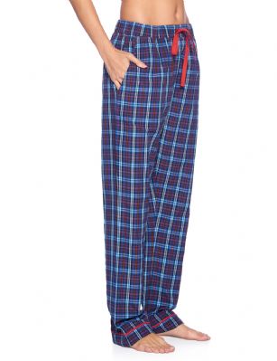 Ashford & Brooks Women's Woven Pajama Sleep Pants - Blue/Burgundy - Ashford & Brooks Women's Woven Pajama Sleep Pants