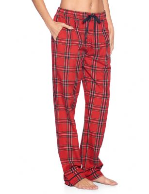 Ashford & Brooks Women's Woven Pajama Sleep Pants - Red/Black Stewart - Ashford & Brooks Women's Woven Pajama Sleep Pants