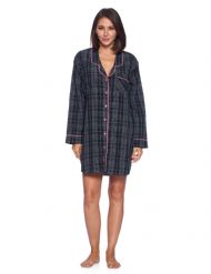 Ashford & Brooks Women's Woven Long Sleep Shirt Nightshirt - Black/Grey/White