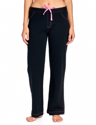 Casual Nights Women's 100% Cotton Contrast Stitch Pajama Sleep Pants - Black - Sleep, Dream and lounge stylishly with this Casual Nights Printed Cotton Pajama Sleep Bottoms. It's made from 100% Cotton fabric that will keep you cozy, cool, and comfortable all year round. These sleeping and lounging pants features: Contrast seam stitching in solid colors, approx. 30" Inches inseam length, inside drawstring bow tie waistband for easier pull on and added comfort.  Relaxed perfect fit Soft to touch feels great against skin, you will not want to get them off. Choose the one you love and mix n match it with your favorite top!