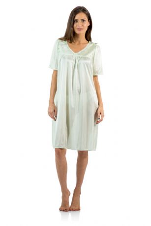 Casual Nights Women's Satin Tricot Embroidery Lace Short Sleeve Nightgown - Light Green - This Women's Lace Trim Lounger Tricot Nightshirt from Casual Nights is made from lightweight silky smooth poly fabric offering an ultra-comfortable yet flattering fit. Featuring; V-neck neckline with lace trim, Embroidery at top with bow accent, short sleeves, flirty knee length approx. 38 inches. Youll love slipping it on, this sleep nightgown is a great option for those who want something a lighter and sexier. 