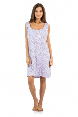 Casual Nights Women's Cotton Sleeveless Nightgown Chemise - Purple - You'll love slipping into This Women's Cotton Sleeveless Nightgown Shirt from Casual Nights thats made of a 100% breathable soft cotton fabric which feels great to touch and even greater to wear. Sleep nightshirt features; Beautiful flower prints and designs, scoop neck, sleeveless, front bow accent, flirty length measures Approx. 35" inches from shoulder to hem. Wear it alone or with pajama shorts or pants. Excellent gift idea for any occasion. 