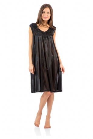 Casual Nights Women's Sleeveless Flower Satin Nightgown - Black - You'll love slipping into this gown designed in silky satin fabric witha Sexy pattern, Flower accent that lend a feminine flair. A Lightweight, flowing fabric that keeps your sleepwear comfortable and stylish.
