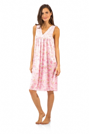 Casual Nights Women's Flowral Lace Tricot Sleeveless Nightgown - Pink - You'll love slipping into this gown designed in silky satin fabric witha You'll love slipping into this Floral Tricot Nightgown from Casual Nights made from a lightweight, silky flowing fabric that keeps your sleepwear comfortable and stylish. Featuring; V-neck neckline, sleeveless, lace applique with satin bow accent, Knee length measures Approx. 39 inches. This sleep nightshirt is a great option for those who want something a lighter and sexier.