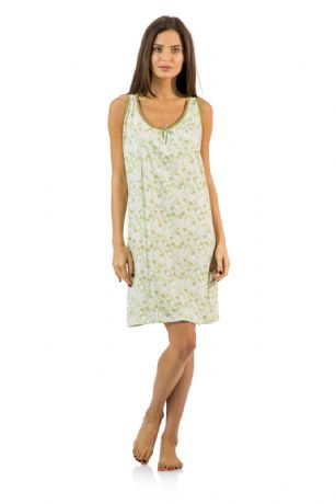 Casual Nights Women's Cotton Sleeveless Nightgown Chemise - Green - You'll love slipping into This Women's Cotton Sleeveless Nightgown Shirt from Casual Nights thats made of a 100% breathable soft cotton fabric which feels great to touch and even greater to wear. Sleep nightshirt features; Beautiful flower prints and designs, scoop neck, sleeveless, front bow accent, flirty length measures Approx. 35" inches from shoulder to hem. Wear it alone or with pajama shorts or pants. Excellent gift idea for any occasion. 