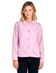 Casual Nights Women's Button Front Quilted Sleep Jacket Top - Pink