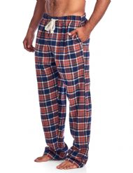 Ashford & Brooks Mens Super Soft Flannel Plaid Pajama Sleep Pants - Orange Blue