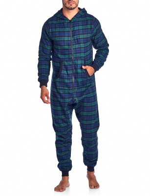 Ashford & Brooks Mens Flannel Hooded One Piece Pajama Union Jumpsuit - Green Blue Black - This Ashford & Brooks mens Luxurious Mens Long Sleeve zip up One Piece hooded Union Suit Pajama is made from durable ultra-soft 55% Cotton /45% Polyester fabric. Designed with a roomy relaxed fit. The Fabric blend is designed to give you that Super soft and warm feel to the touch, at the same time prevent excessive shrinkage unlike the 100% Cotton Flannel fabric. This One-piece pjs features; Easy front zipper closure, long sleeves with ribbed cuffs, attached hoody with Cotton lining, 2 Front kangaroo pockets, approx. 64" inch length, beautiful Plaid patterns, This Zip Up Union Suit Pajama Lounger is perfect for sleeping or lounging around the house. It'll keep you cozy, warm, and comfortable during the cold winter days, you will not want to get them off! A great holiday Gift for him or any other occasion, Comes in Beautifully Gift-Wrapped packaging. 