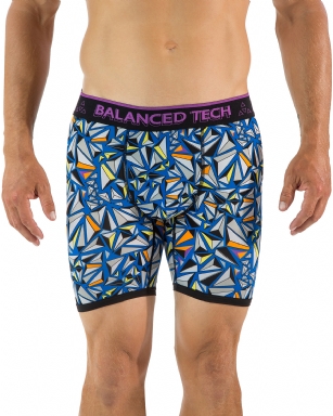 Balanced Tech Men's Active Performance Boxer Brief - Purple - This Balanced Tech Men's athletic Active Performance Boxer Briefs In Beautiful Photoprint color Prints is made of Soft Lightweight 87% Nylon/13% Elastane Fabric, With Breathability technology that moves moisture away from the body and Moisture control wicking ensures fast Quick drying, leaving you dry and comfortable, These Compression Performance Sport Brief  has a 5 Inseam with 4 Way easy-stretch design that conforms to your body and wont ride up, features; double-ply contoured front pouch with Closed fly, Super Soft elasticized Signature waistband. This Boxers are great for running and working out and for all day use 