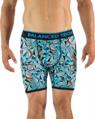 Balanced Tech Men's Active Performance Boxer Brief - Turquoise - This Balanced Tech Men's athletic Active Performance Boxer Briefs In Beautiful Photoprint color Prints is made of Soft Lightweight 87% Nylon/13% Elastane Fabric, With Breathability technology that moves moisture away from the body and Moisture control wicking ensures fast Quick drying, leaving you dry and comfortable, These Compression Performance Sport Brief  has a 5 Inseam with 4 Way easy-stretch design that conforms to your body and wont ride up, features; double-ply contoured front pouch with Closed fly, Super Soft elasticized Signature waistband. This Boxers are great for running and working out and for all day use 