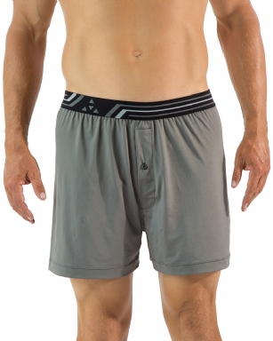 Balanced Tech Men's Active Performance Boxer Shorts - Grey - These Balanced Tech Active Performance Boxer Shorts is made out of a 95% Polyester/5% Elastane fabric with breathability and moisture wicking technology ensures fast drying while keeping you cool and fresh all day. These comfort fit athletic underwear features: comfortable signature elastic waistband that eliminates chafing, functional button fly, approx. 4" inseam length, 4 way stretch flexibility improves mobility while maintaining its shape and wont ride up. These Boxers are great for running and working out and for all day use. About the Brand - "Balanced Tech" Designed in the US, is an activewear brand that infuses technology, Driven by the latest trends with style and comfort for everyday goals and challenges. Whether you are working up a serious sweat or hanging out on a Sunday, you can always look and feel great with Balanced Tech!