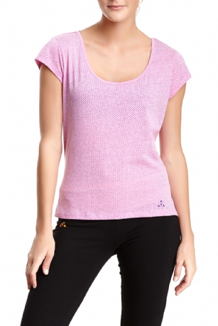 Balanced Tech Women's Dot Burntout Scoop Neck Tee - Lilac - This Balanced Tech Women's Burntout Dot Tee is made from Lightweight 56% Cotton/ 44% Polyester fabric that's super soft and comfortable is a must have in any active and lounge wardrobe. Wear it as a layering piece or alone around the house or to sleep in. Top features dot mesh nit, front logo accent, scoop neck, Hi-lo hemand shorts sleeve. You'll find many reasons to make this T-shirt yours.About the Brand - "Balanced Tech" is an activewear brand that infuses technology, Driven by the latest trends with style and comfort for everyday goals and challenges. Whether you are working up a serious sweat or hanging out on a Sunday, you can always look and feel great with Balanced Tech! 