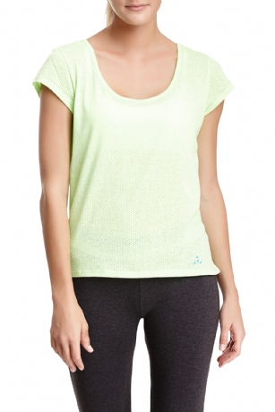 Balanced Tech Women's Dot Burntout Scoop Neck Tee - Lime - This Balanced Tech Women's Burntout Dot Tee is made from Lightweight 56% Cotton/ 44% Polyester fabric that's super soft and comfortable is a must have in any active and lounge wardrobe. Wear it as a layering piece or alone around the house or to sleep in. Top features dot mesh nit, front logo accent, scoop neck, Hi-lo hem and shorts sleeve. You'll find many reasons to make this T-shirt yours. About the Brand - "Balanced Tech" is an activewear brand that infuses technology, Driven by the latest trends with style and comfort for everyday goals and challenges. Whether you are working up a serious sweat or hanging out on a Sunday, you can always look and feel great with Balanced Tech! 