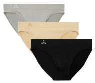 Balanced Tech Women's 6 Pack Seamless Low-Rise Bikini Panties -  Grey/Charcoal/Black - Small 