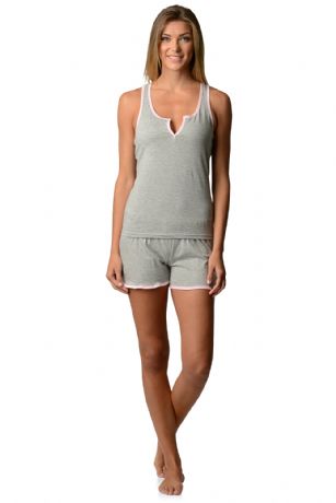 Casual Nights Women's Knitted Sleeveless Tank and Pajama Shorts Set - Heather Grey - This Casual Nights Short and Tank Pajama Set is a great option for those who want something a little lighter--and sexier--than the classic pants and tops, featuring Racer back with matching shorts and contrast color trim detail for a pretty look, Made from soft Cotton blend fabric, It's comfy, cute, and won't cause you to overheat in the middle of the night. 