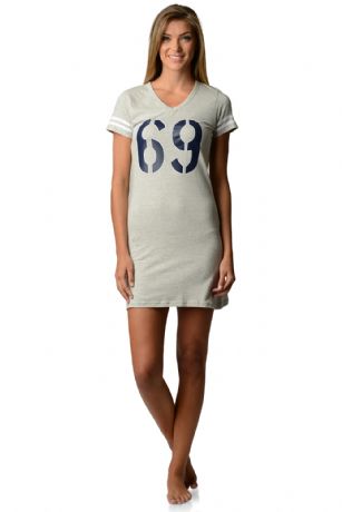 Casual Nights Womens Athletic Graphic Dorm Sleep Nightshirt Tee - Heather Grey - This Soft and comfortable Casual Nights V-Neck Sleep Nightie Features Contrast color trim on neckline, Short Sleeves and it hits Mid Thigh Length, This Nightshirt is a great option for those who want something a little lighter-and sexier. Wear it alone or with pajama shorts or pants. Made from soft Cotton Blend fabric.
