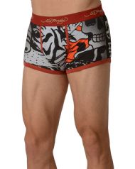 Ed Hardy Men's Fierce Tiger Collage Trunk - Red