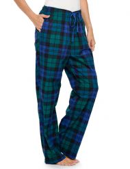 Casual Nights Women's Flannel Pajama Sleep Pants, Super Soft Plaid Pjs Bottoms - Blackwatch Plaid