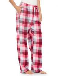 Casual Nights Women's Flannel Pajama Sleep Pants, Super Soft Plaid Pjs Bottoms - Burgundy Plaid