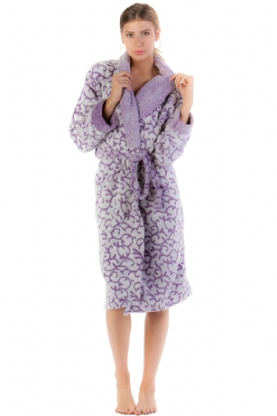 Casual Nights Women's Jacquard Print Fleece Plush Robe - Grape - Wrap around in comfort with Plush Women's Fleece Robe, Exceptionally lightweight withjacquard Print. Featuring a shawl collar, Long sleeves, matching self-Tie belt, Attached inner tie and 2 hand Pockets. Effortless Design perfect for Lounging, Relaxing or just layering on.