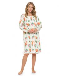 Casual Nights Women's Flannel Floral Long Sleeve Nightgown - Poinsettia Red