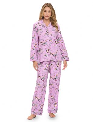 Casual Nights Women's Flannel Long Sleeve Button Down Pajama Set - Lilac Floral - Please use our size chart to determine which size will fit you best, if your measurements fall between two sizes we recommend ordering a larger size as most people prefer their sleepwear a little looser.Small: Measures US Size 4-6, Chests/Bust 35-38" Medium: Measures US Size 8-10, Chests/Bust 37-40" Large: Measures US Size 12-14, Chests/Bust 38-42" X-Large: Measures US Size 14-16, Chests/Bust 42-44" XX-Large: Measures US Size 16-18, Chests/Bust 44-46" 3X-Large: Measures US Size 22, Chests/Bust 46-484X-Large: Measures US Size 24, Chests/Bust 50-54"Soft and lightweight Flannel Pajamas in a fun paisley pattern, coziest pajamas you'll ever own. Features Button down closure, Lace And Ribbon finish, elastic drawstring waist. These pjs offer comfortable straight fit perfect for sleeping or curling up on the couch to watch a movie.