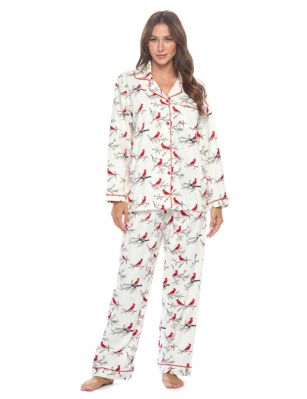 Casual Nights Women's Flannel Long Sleeve Button Down Pajama Set - White Snow Bird - Please use our size chart to determine which size will fit you best, if your measurements fall between two sizes we recommend ordering a larger size as most people prefer their sleepwear a little looser.Small: Measures US Size 4-6, Chests/Bust 35-38" Medium: Measures US Size 8-10, Chests/Bust 37-40" Large: Measures US Size 12-14, Chests/Bust 38-42" X-Large: Measures US Size 14-16, Chests/Bust 42-44" XX-Large: Measures US Size 16-18, Chests/Bust 44-46" 3X-Large: Measures US Size 22, Chests/Bust 46-484X-Large: Measures US Size 24, Chests/Bust 50-54"Soft and lightweight Flannel Pajamas in a fun paisley pattern, coziest pajamas you'll ever own. Features Button down closure, Lace And Ribbon finish, elastic drawstring waist. These pjs offer comfortable straight fit perfect for sleeping or curling up on the couch to watch a movie.