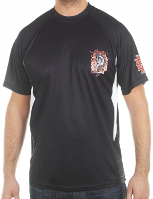 Ed Hardy Mens Cobra Mesh Crew Tee Top- Black - The Ed Hardy MensCobraMeshCrew Tee Shirt is a quality sportstop from Ed Hardy's Sport Collection.ThisCrew TeefeaturesEd Hardycobra graffitti graphicsprint. It also has printed text with the words "Ed Hardy Sport"on the back.Made of Poly mesh fabric with mesh side inserts.This printed Ed Hardy tank makes a great start to a cool, casual look.