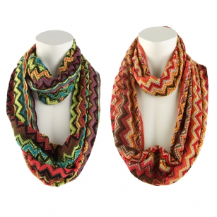 Chevron Infinity Multi Stripe Loop Scarf - The Multi Stripe Chevron Infinity Loop Scarf is the perfect addition to your next outfit. Striped design with a hint of stretch, The easy loop design is a cinch to style and turn your outfit from sub-par to wowza!