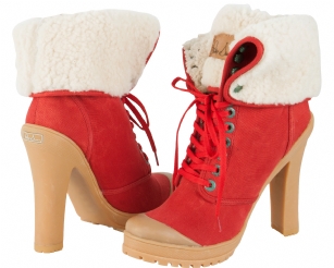 Philip Simon Women's Kevoik Heel Boot - Red - This chic Heel Boot from Philip Simon is the ultimate lift to your fall look!Canvas upper with fuzzy lining. This Kevoik Heel Boot is edgy and comfortable, all at the same time!