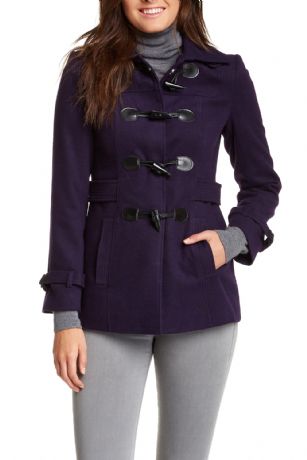 Vertigo Paris Toggle Front Coat - Wisteria - Tailored silhouette lends timeless style to this warmcoat, Features Front toggle closure with hidden snaps, Three-quarter length, Long sleeves with Belt detail.