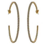 50mm Crystal Hoop Earrings - Gold