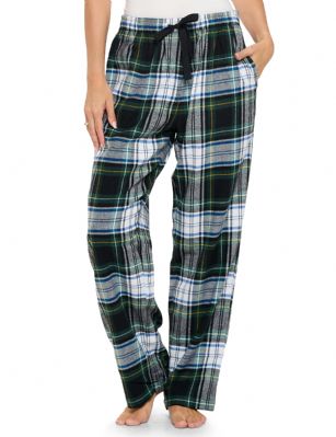 Ashford & Brooks Women's Super Soft Flannel Plaid Pajama Sleep Pants - Green Blackwatch - This Ashford & Brooks Womens Premium Cozy Flannel plaid pajama sleep pants is made from durable ultra-soft 55% Cotton /45% Polyester fabric and is designed with a roomy relaxed fit. The Womens Flannel Pajama sleep lounge pant features; Elasticized waist and drawstring bow tie closure for easy pull on and added comfort, 2 side seam pockets, and has 31" inseam. This comfort sleepwear PJ sleep bottom jammies is perfect for sleeping or lounging around the House. The Fabric blend is designed to give you that soft and warm touch, at the same time prevent excessive shrinkage unlike the 100% Cotton Flannel fabric. It'll keep you warm and comfortable during the cold winter days yet stylish at the same time. Soft to touch feels great against skin, you will not want to get them off! Makes a great Holiday gift or any other occasion. 