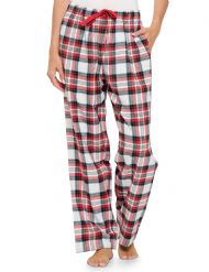 Ashford & Brooks Women's Super Soft Flannel Plaid Pajama Sleep Pants - White Stewart Plaid