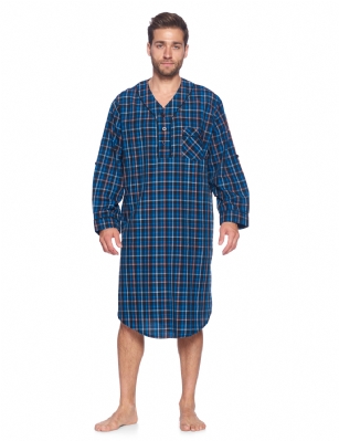 Ashford & Brooks Mens Woven Long Sleep Shirt Nightshirt - Black/Blue/Plaid - Ashford & Brooks Mens Woven Long Sleep Shirt Nightshirt