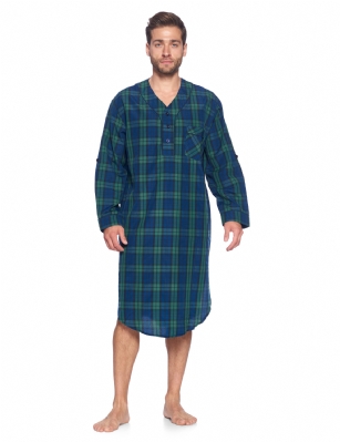 Ashford & Brooks Mens Woven Long Sleep Shirt Nightshirt - Green Blackwatch - Ashford & Brooks Mens Woven Long Sleep Shirt Nightshirt