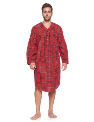 Ashford & Brooks Mens Woven Long Sleep Shirt Nightshirt - Red/Black Stewart