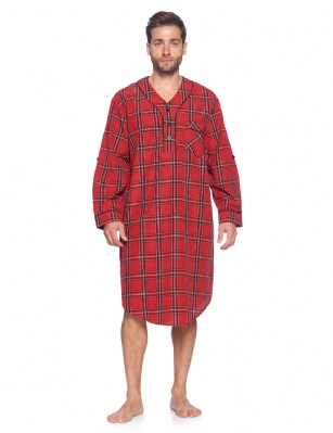 Ashford & Brooks Mens Woven Long Sleep Shirt Nightshirt - Red/Black Stewart - Ashford & Brooks Mens Woven Long Sleep Shirt Nightshirt