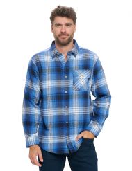 Ashford & Brooks Mens Flannel Button Down Plaid Long Sleeve Casual Shirt - Black Denim Plaid