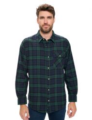 Ashford & Brooks Mens Flannel Button Down Plaid Long Sleeve Casual Shirt - Navy Blackwatch Plaid